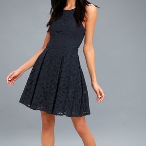 Navy Eyelet Dress
